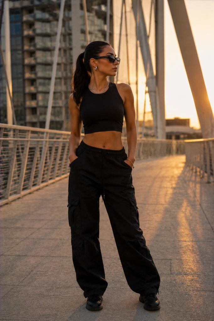 baddie all black sporty outfit idea 2026 — sporty baddie aesthetic