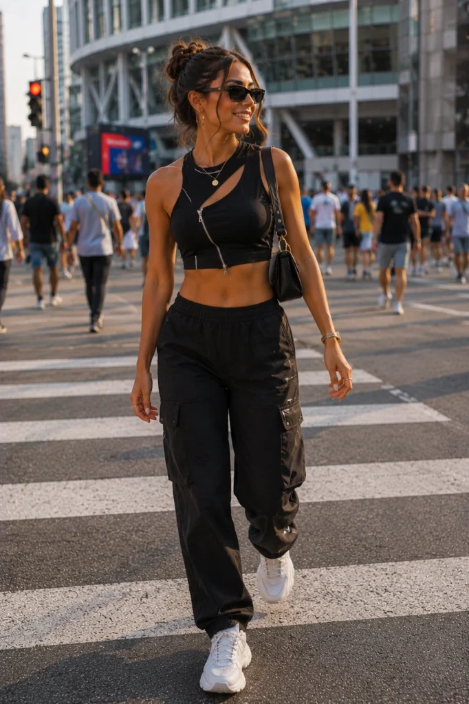 baddie cargo pants soccer jersey outfit idea 2026 — soccer game day outfits