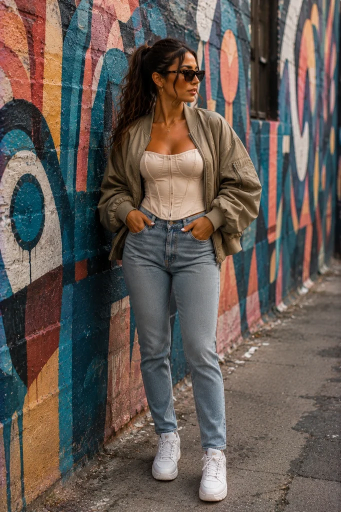 baddie corset top team jacket outfit idea 2026 — World Cup watch party outfits
